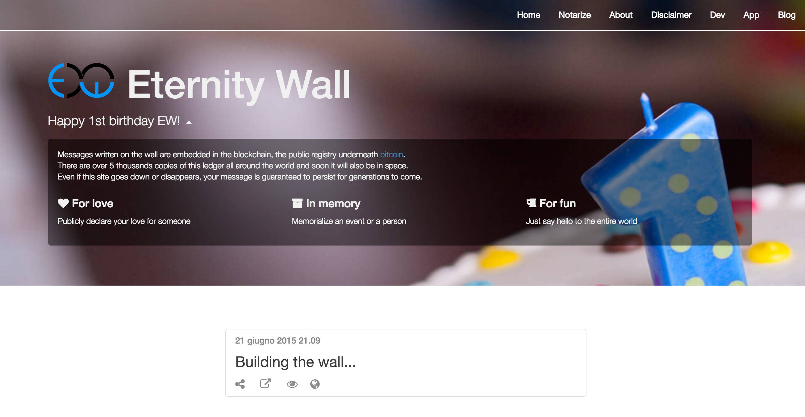 1st Eternity Wall birthday